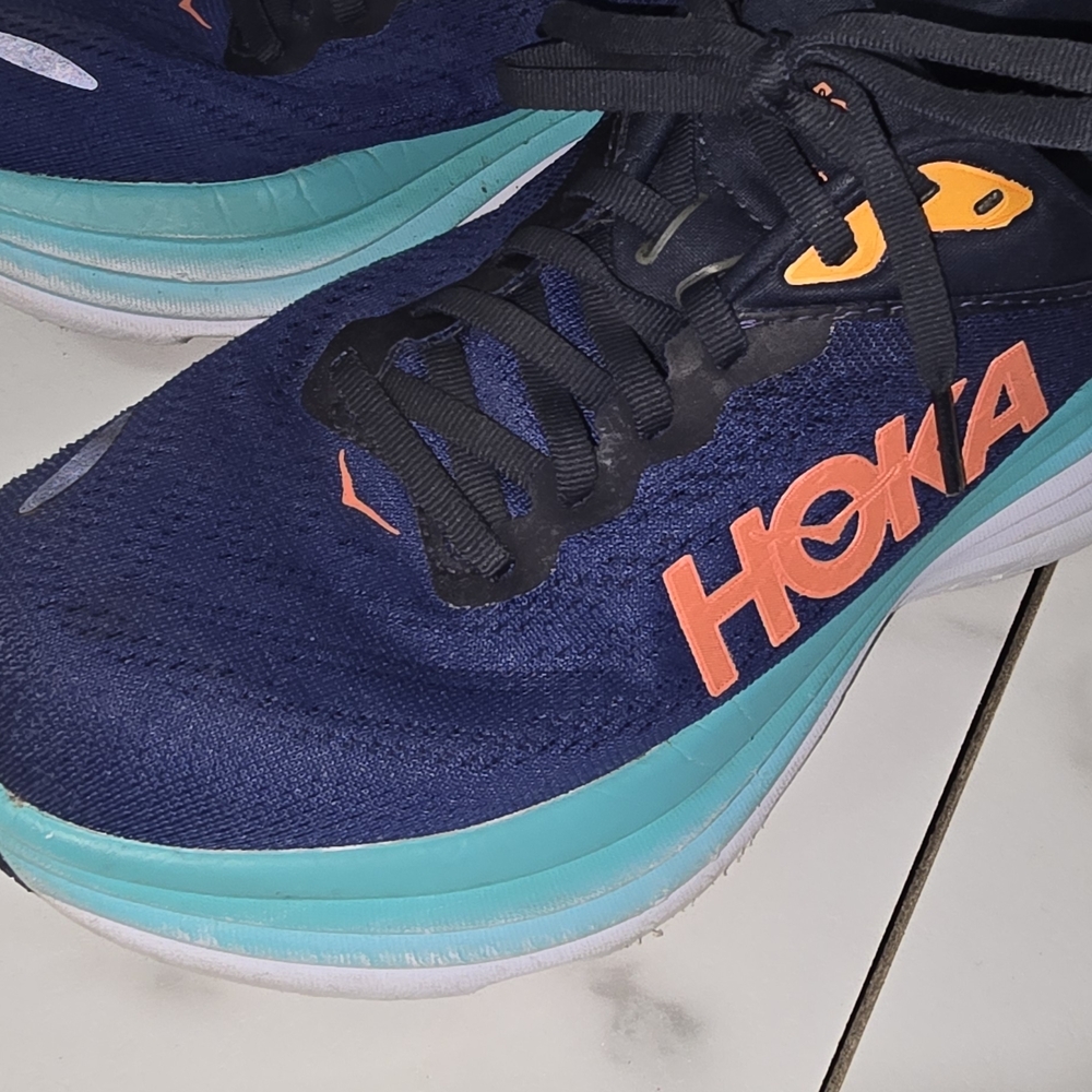Hoka Navy and Teal Running Shoes Size 7.5